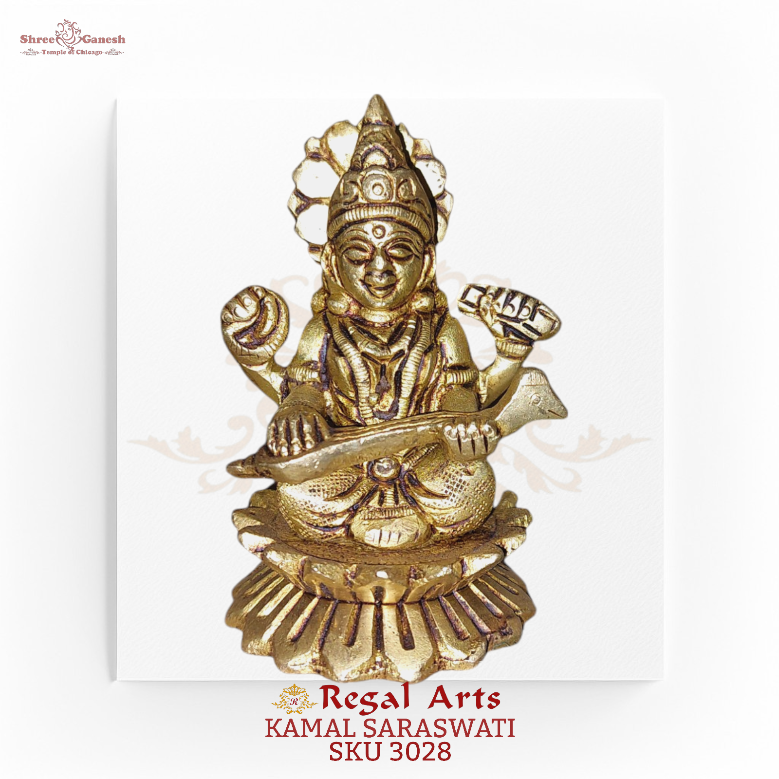 Regal Arts - Melodious Wisdom: Saraswati on Lotus (SKU 3028)