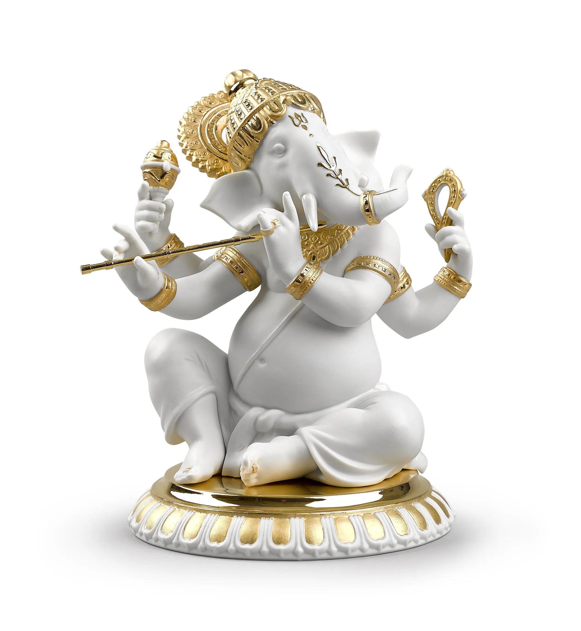 "Display Only Call for Availability and Price" Bansuri Ganesha Figurine. Golden Lustre