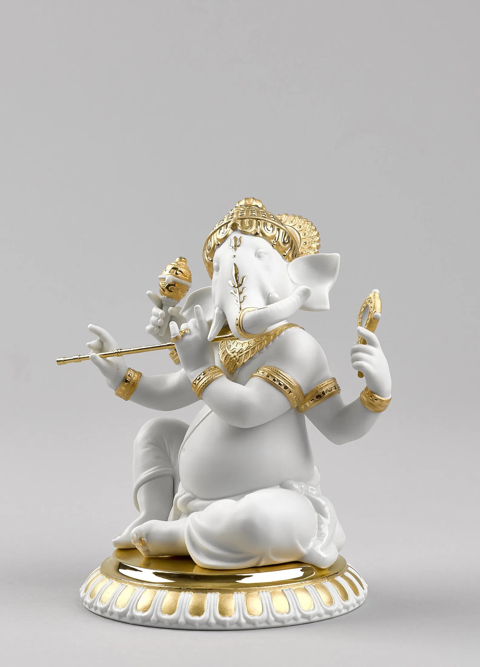 "Display Only Call for Availability and Price" Bansuri Ganesha Figurine. Golden Lustre