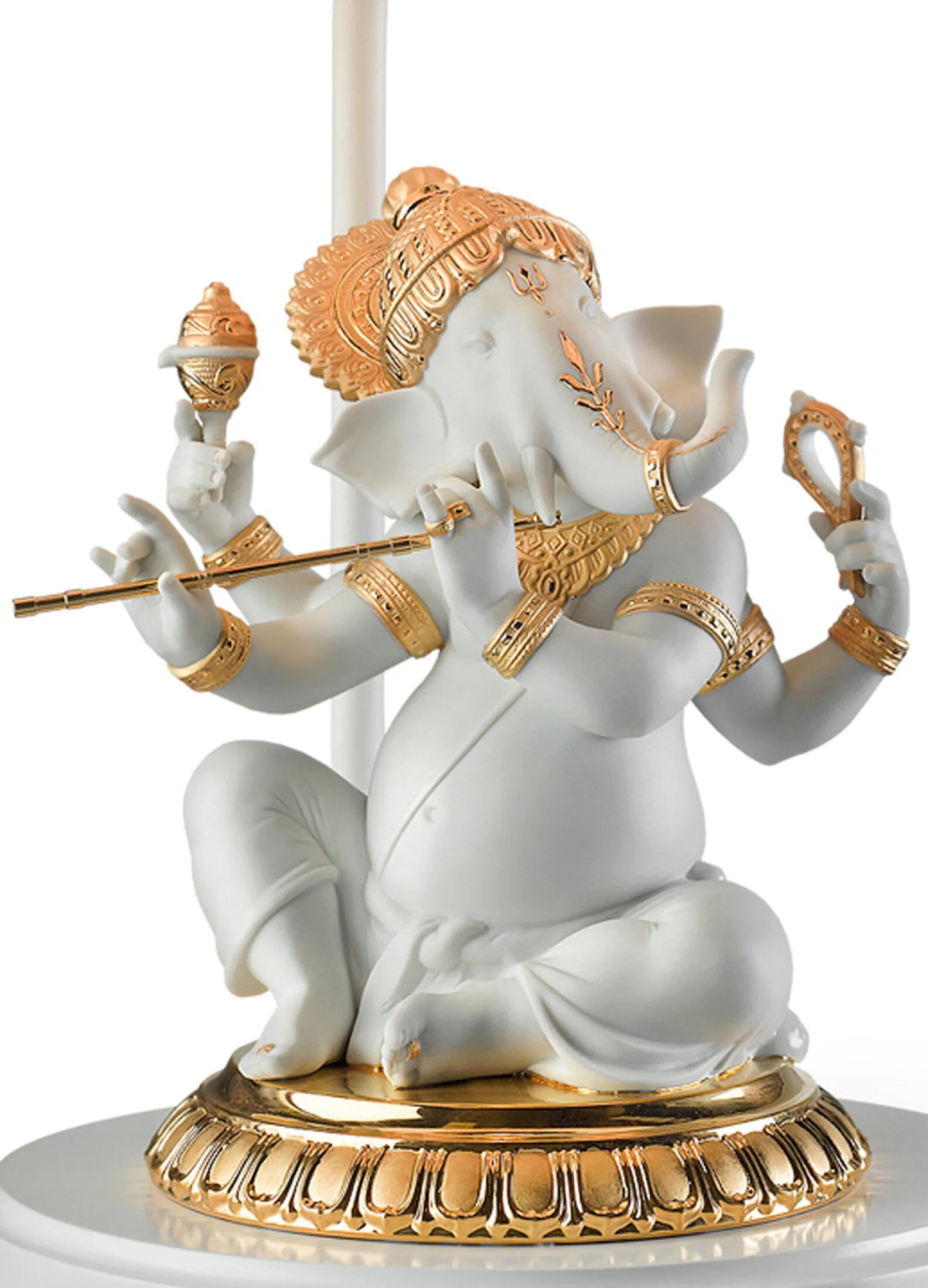 "Display Only Call for Availability and Price" Bansuri Ganesha Table Lamp. Golden Luster (US)