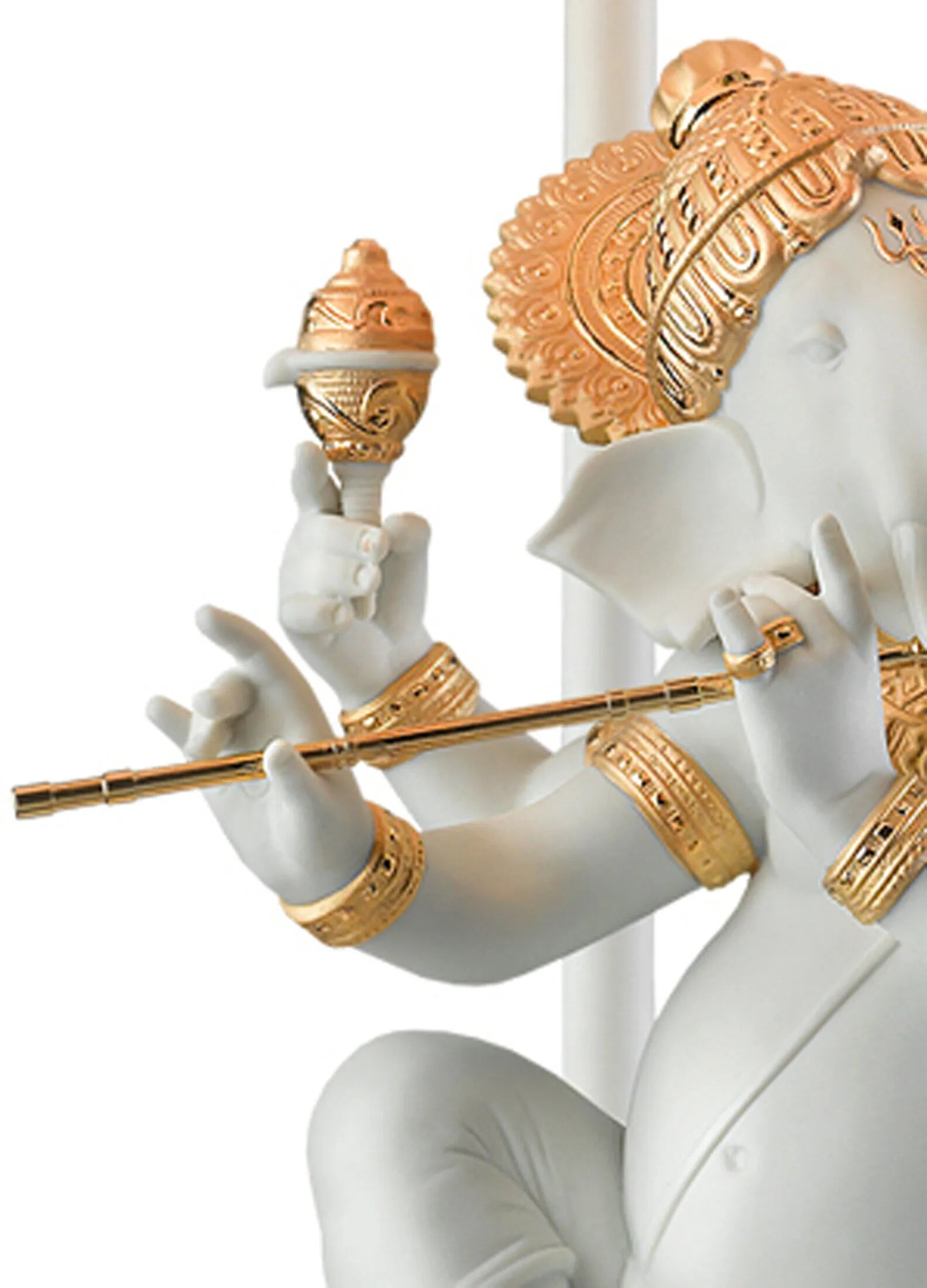 "Display Only Call for Availability and Price" Bansuri Ganesha Table Lamp. Golden Luster (US)