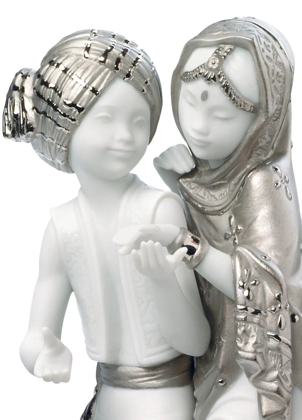 "Display Only Call for Availability and Price" Hindu Children Figurine. Silver Lustre