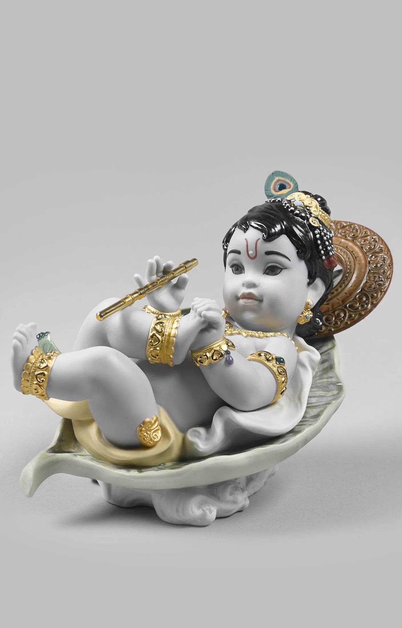 "Display Only Call for Availability and Price" Krishna on Leaf Figurine